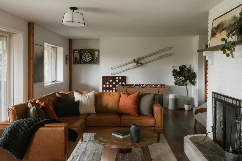 Cozy living room in winterproof house setting